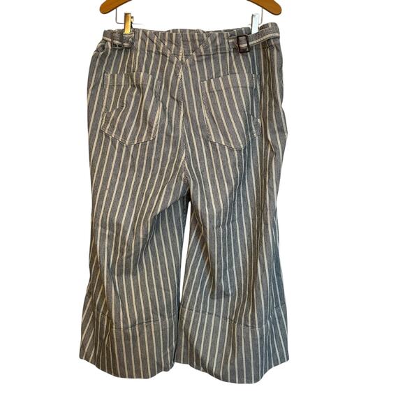 Pilcro Pinstripe Cropped Wide Leg Jeans Railroad Stripe Culotte Utility Pants 18 - Picture 2 of 11